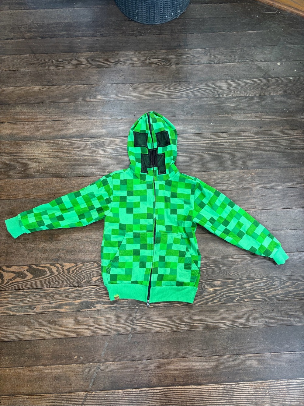 Boys Minecraft Pixelated Kids Hoodie with Creeper Face